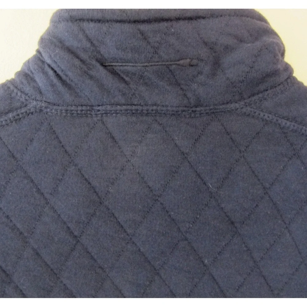 J. Crew Quilted Half Zip Pullover Men's Medium Navy Blue Green‎ Preppy